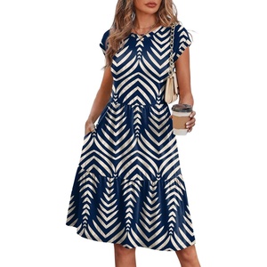 image:imageWIHOLL Summer Dresses for Women 2026 Cap Sleeve Casual Sundresses Floral Tiered Swing Fashion Beach Vacation Dress04  Navy Print