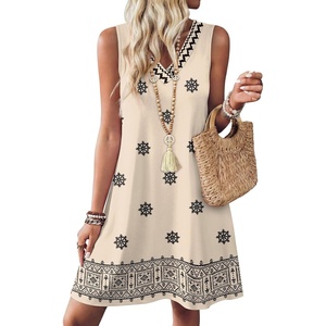 image:imageWIHOLL Summer Dresses for Women Beach Vacation Clothes Sundress Dress Hawaiian Boho Dresses Fashion Travel Cruise OutfitsBeige Ethnic