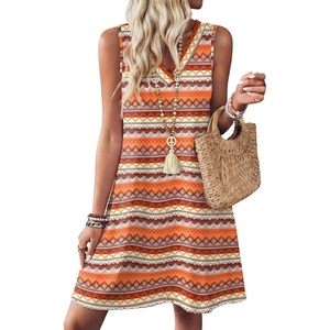 image:imageWIHOLL Summer Dresses for Women Beach Vacation Clothes Sundress Dress Hawaiian Boho Dresses Fashion Travel Cruise OutfitsBoho Stripe