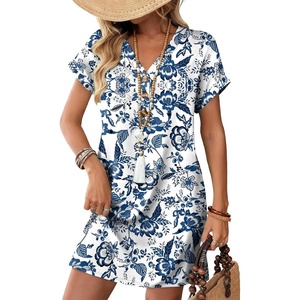image:imageWIHOLL Summer Dresses for Women with Sleeves Midi Dress Button Down Beach Vacation Casual Dresses Fashion Clothing2ethnic Patterns