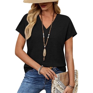 image:imageWIHOLL Summer Tops for Women 2026 Dressy Casual Short Sleeve Shirts Business Casual T Shirts Beach Vacation ClothesBlack