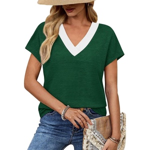 image:imageWIHOLL Summer Tops for Women 2026 Dressy Casual Short Sleeve Shirts Business Casual T Shirts Beach Vacation ClothesGreen