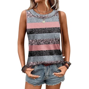 image:imageWIHOLL Tank Tops for Women Summer Outfits 2026 Crewneck Spring Casual Sleeveless Shirts Blouses ClothingStripes Pink