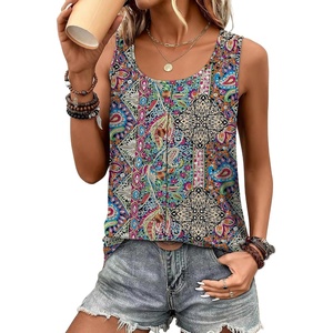 image:imageWIHOLL Tank Tops for Women Summer Tops Trendy Dressy Casual Spring Vacation Outfits Crewneck Button Down Sleeveless ShirtsPattern Boho