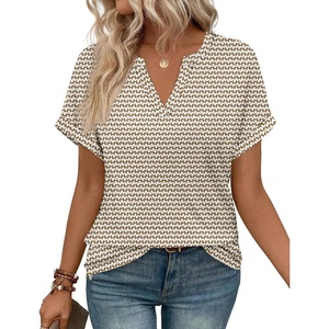 image:imageWIHOLL Womens Blouses Spring Tops Short Sleeve Shirts Dressy Casual Summer Vacation Fashion Clothing 2026Beige Labyrinth