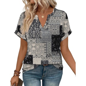 image:imageWIHOLL Womens Blouses Spring Tops Short Sleeve Shirts Dressy Casual Summer Vacation Fashion Clothing 2026Boho Charcoal Grey