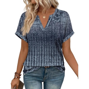 image:imageWIHOLL Womens Blouses Spring Tops Short Sleeve Shirts Dressy Casual Summer Vacation Fashion Clothing 2026Boho Navy