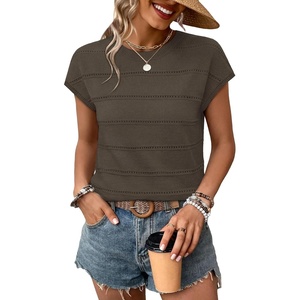 image:imageWIHOLL Womens Lightweight Sweater Spring Summer Fall Outfits Cap Sleeve Hollow Out Knit Fashion Clothing 2026Chocolate Brown