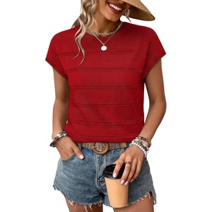 image:imageWIHOLL Womens Lightweight Sweater Spring Summer Fall Outfits Cap Sleeve Hollow Out Knit Fashion Clothing 2026Red