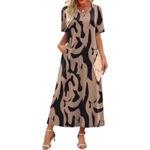 image:imageWIHOLL Womens Maxi Dresses V Neck Vacation Beach Sundresses Floral Travel Summer DressFloral Ripple