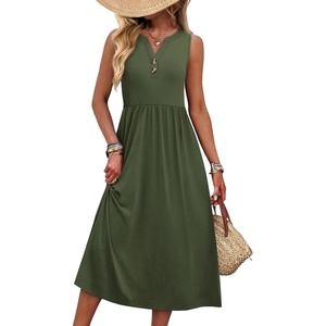 image:imageWIHOLL Womens Summer Dresses Maxi Dress Vacation Beach Sundresses 2026 with PocketsPlain Green