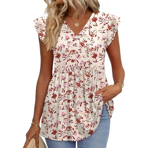 image:imageWIHOLL Womens Summer Tops 2026 Babydoll Shirts Ruffle Sleeve Spring Outfits Dressy Casual BlousesFloral Pink