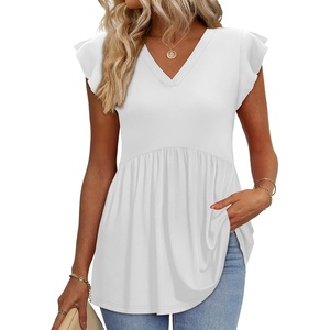 image:imageWIHOLL Womens Summer Tops 2026 Babydoll Shirts Ruffle Sleeve Spring Outfits Dressy Casual BlousesWhite