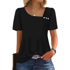 image:imageWIHOLL Womens Summer Tops Short Sleeve Shirts Square Neck Spring Outfits 2026 Fashion Clothing BlousesBlack