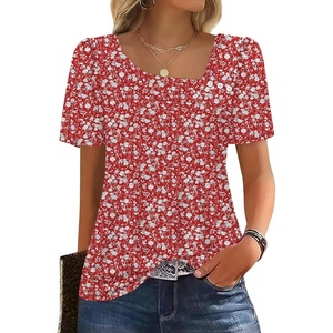 image:imageWIHOLL Womens Summer Tops Short Sleeve Shirts Square Neck Spring Outfits 2026 Fashion Clothing BlousesFloral 1