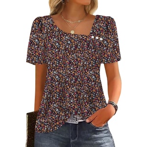 image:imageWIHOLL Womens Summer Tops Short Sleeve Shirts Square Neck Spring Outfits 2026 Fashion Clothing BlousesFloral 2
