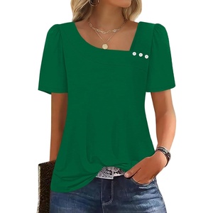 image:imageWIHOLL Womens Summer Tops Short Sleeve Shirts Square Neck Spring Outfits 2026 Fashion Clothing BlousesGreen