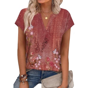 image:imageWIHOLL Womens Summer Tops V Neck T Shirts Cap Sleeve Business Casual Outfits Loose Fit Beach Vacation Clothes Basic Tees3dusty Pink Ethnic