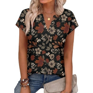 image:imageWIHOLL Womens Summer Tops V Neck T Shirts Cap Sleeve Business Casual Outfits Loose Fit Beach Vacation Clothes Basic Tees4maple Leaf