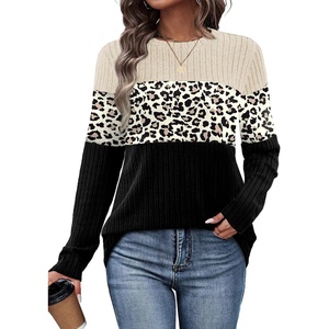 image:imageWIHOLL Womens Sweaters Trendy Color Block Tops Long Sleeve Shirts Fall Outfits Early Fall Fashion 2026 Winter ClothingUnique Leopard