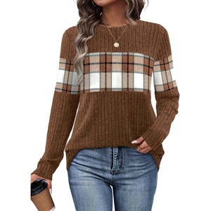 image:imageWIHOLL Womens Sweaters Trendy Color Block Tops Long Sleeve Shirts Fall Outfits Early Fall Fashion 2026 Winter ClothingUnique Plaid
