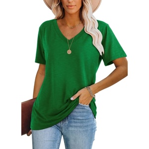 image:imageWIHOLL Womens Tops Casual Short Sleeve V Neck Summer T Shirts Fashion Spring Clothes0green