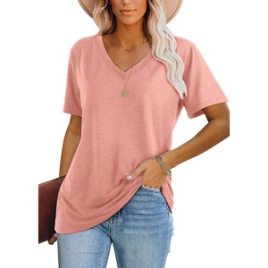 image:imageWIHOLL Womens Tops Casual Short Sleeve V Neck Summer T Shirts Fashion Spring Clothes3pink