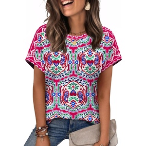 image:imageWIHOLL Womens Tops Short Sleeve Shirts Summer Outfits 2026 Spring Dressy Casual Clothes ClothingPink Print