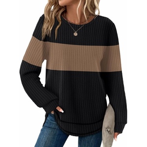 image:imageWIHOLL Womens Waffle Knit Tunic Tops Fall Long Sleeve Shirts Curved HemZbblackbrown