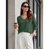 image:imageWIHOLL 34 Length Sleeve Womens Tops Dressy Casual Blouses V Neck Shirts Summer Clothes Early Fall Fashion OutfitsGreen