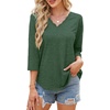 image:imageWIHOLL 34 Length Sleeve Womens Tops Dressy Casual Blouses V Neck Shirts Summer Clothes Early Fall Fashion OutfitsGreen