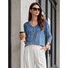 image:imageWIHOLL 34 Length Sleeve Womens Tops Dressy Casual Blouses V Neck Shirts Summer Clothes Early Fall Fashion OutfitsLight Blue