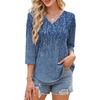 image:imageWIHOLL 34 Length Sleeve Womens Tops Dressy Casual Blouses V Neck Shirts Summer Clothes Early Fall Fashion OutfitsLight Blue