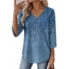 image:imageWIHOLL 34 Length Sleeve Womens Tops Dressy Casual Blouses V Neck Shirts Summer Clothes Early Fall Fashion OutfitsLight Blue