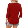 image:imageWIHOLL 34 Length Sleeve Womens Tops Dressy Casual Blouses V Neck Shirts Summer Clothes Early Fall Fashion OutfitsRed