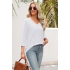 image:imageWIHOLL 34 Length Sleeve Womens Tops Lace V Neck Tunic Tops Loose Fit Dressy Casual Shirts BlousesWhite