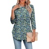 image:imageWIHOLL 34 Length Sleeve Womens Tops Summer Basic Business Casual Blouses 2025 FashionDpatternedfloral Blue