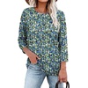 image:imageWIHOLL 34 Length Sleeve Womens Tops Summer Basic Business Casual Blouses 2025 FashionDpatternedfloral Blue