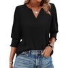 image:imageWIHOLL 34 Length Sleeve Womens Tops Summer Shirts Spring Vacation Outfits Dressy Casual Trendy Fall S3XL01black
