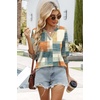 image:imageWIHOLL 34 Length Sleeve Womens Tops Summer Shirts Spring Vacation Outfits Dressy Casual Trendy Fall S3XL01orange and Blue Plaid