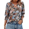 image:imageWIHOLL 34 Length Sleeve Womens Tops Summer Shirts Spring Vacation Outfits Dressy Casual Trendy Fall S3XL03floral Khaki