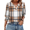 image:imageWIHOLL 34 Length Sleeve Womens Tops Summer Shirts Spring Vacation Outfits Dressy Casual Trendy Fall S3XL04brown Plaid