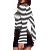 image:imageWIHOLL Black White Striped Bell Sleeve Shirts Going Out Fall Cute Tops L
