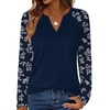 image:imageWIHOLL Long Sleeve Shirts for Women Color Block Raglan Tops Fall Fashion01  Blue Floral
