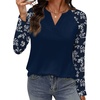 image:imageWIHOLL Long Sleeve Shirts for Women Color Block Raglan Tops Fall Fashion01  Blue Floral