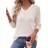 image:imageWIHOLL Long Sleeve Womens Shirts Lightweight Fall Tunic Top V Neck Sweaters01apricot