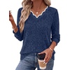image:imageWIHOLL Long Sleeve Womens Shirts Lightweight Fall Tunic Top V Neck Sweaters02blue