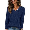image:imageWIHOLL Long Sleeve Womens Shirts Lightweight Fall Tunic Top V Neck Sweaters02blue
