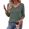 image:imageWIHOLL Long Sleeve Womens Shirts Lightweight Fall Tunic Top V Neck Sweaters02green