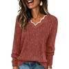 image:imageWIHOLL Long Sleeve Womens Shirts Lightweight Fall Tunic Top V Neck Sweaters03caramel